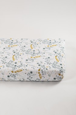 Yukari patterned organic cotton fitted sheet for 1 person bed