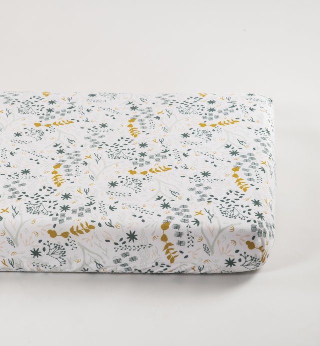 Yukari patterned organic cotton fitted sheet for 1 person bed