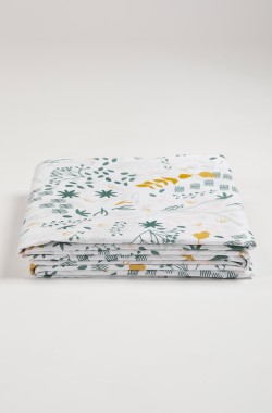 Yukari patterned white soft adult flat sheet - Organic cotton