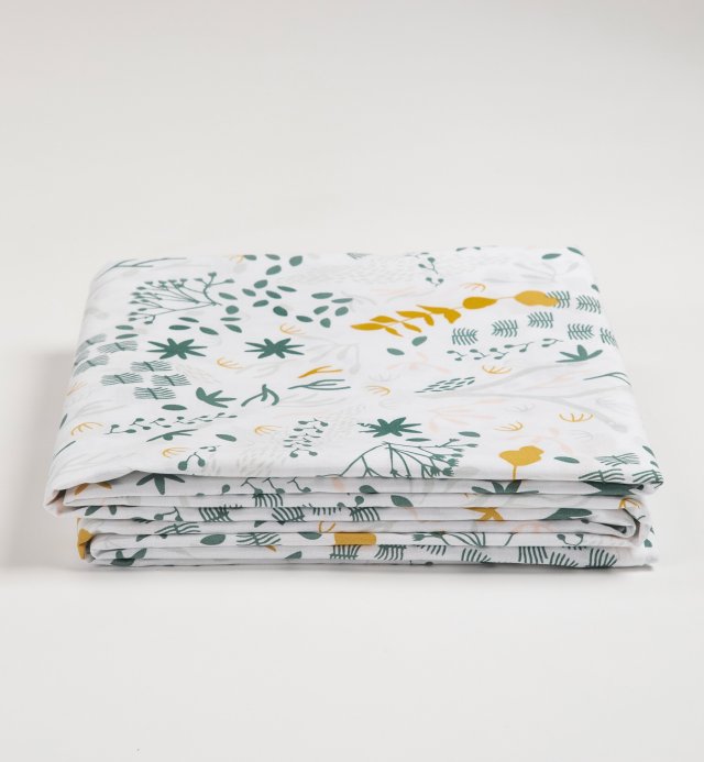 Yukari patterned white soft adult flat sheet - Organic cotton