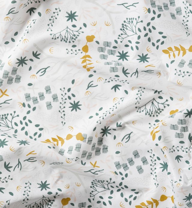 Yukari patterned white soft adult flat sheet - Organic cotton