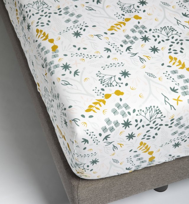 Drap housse Coton Bio à motifs Yukari  pour lit Adulte