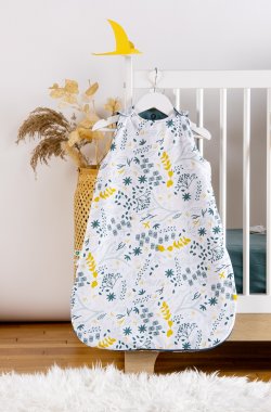 Baby sleeping bag. Summer season. Leafs model. Bamboo and cotton. –  molisandco