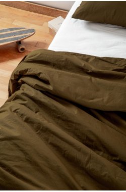 Cobertura de edredão em percal de Algodão Orgânico lavado para cama individual