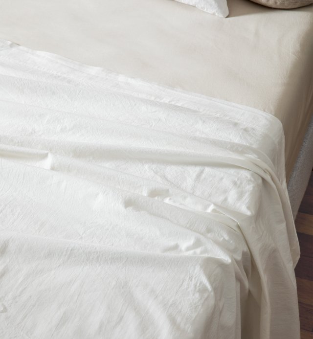 1 person flat sheet in washed organic cotton percale 240x300 cm