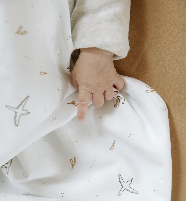 L'envolée baby bed sheet with bird motifs in 100% GOTS-certified organic cotton