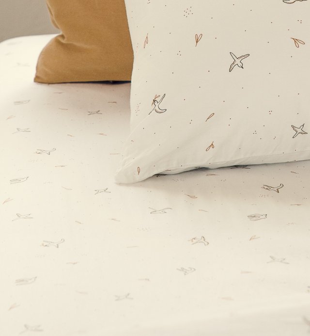 Organic cotton pillowcase with l'envolée pattern 60x60 - 50x70 - 40x60