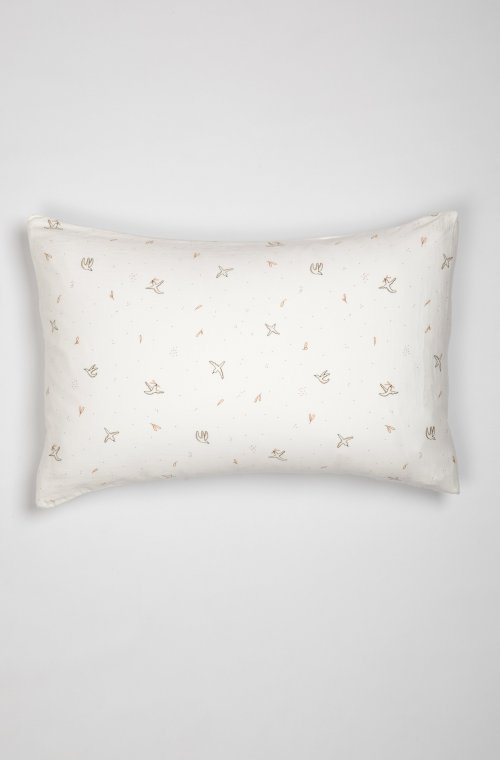 Organic cotton pillowcase with l'envolée pattern 60x60 - 50x70 - 40x60