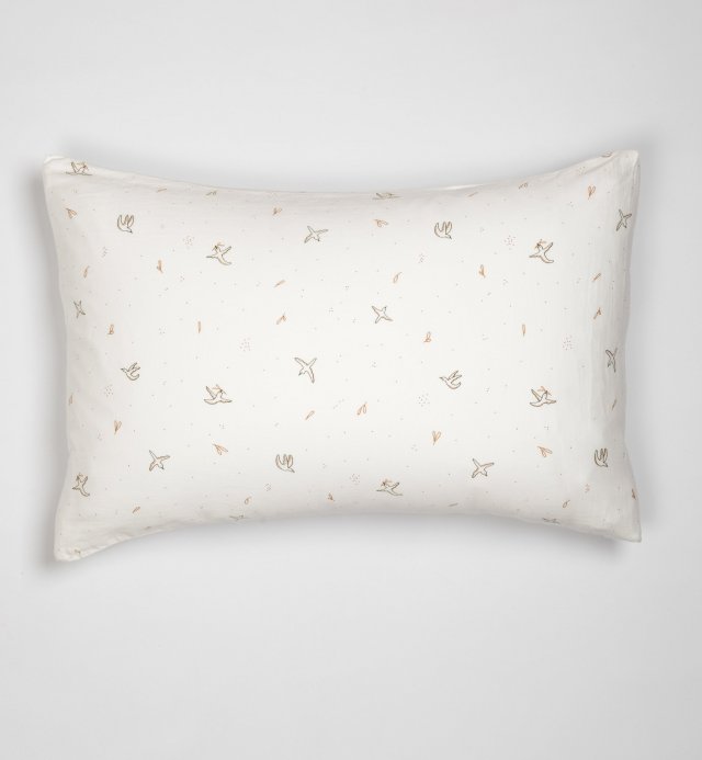 Organic cotton pillowcase with l'envolée pattern 60x60 - 50x70 - 40x60