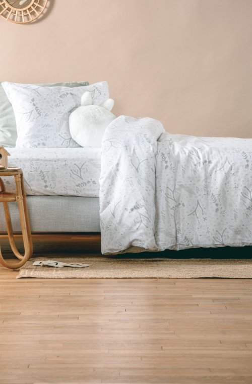 Lençol de algodão orgânico com padrão Yukari para cama individual 90x190 90x200cm
