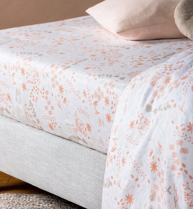 Drap housse Coton Bio à motifs Yukari  douceur pour lit 1 personne 90x190 90x200cm