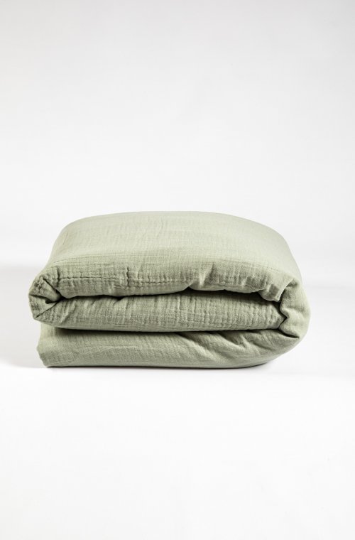Baby comforter cover in organic cotton gauze 100x140cm lime green aqua