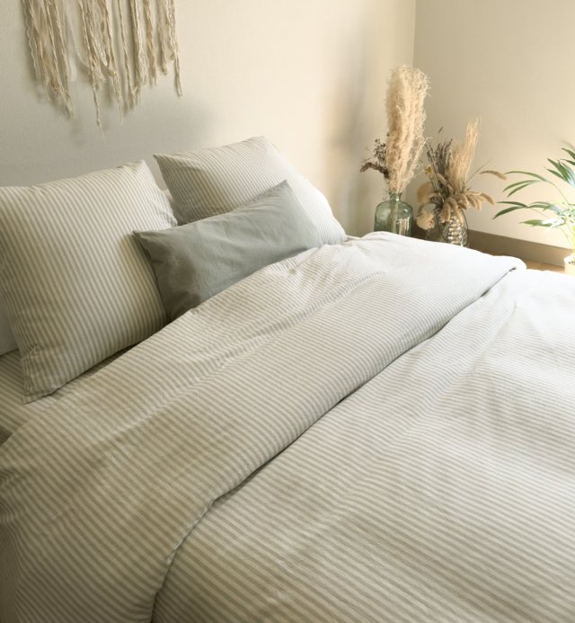 Duvet Cover Organic Cotton Percale Striped Adult 240X260cm 220x240cm