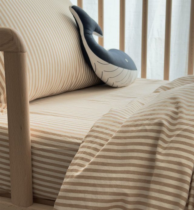 Organic cotton Percale striped fitted sheet 60x120cm or 70x140cm