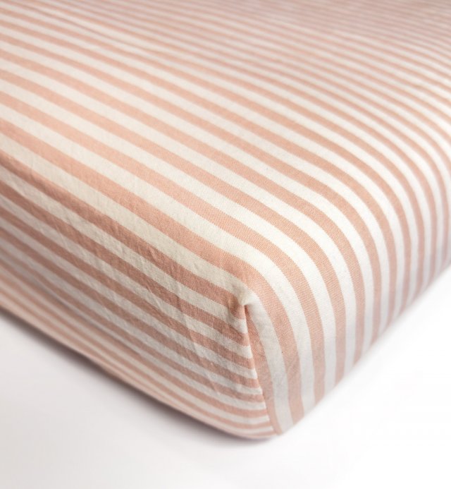 Drap housse Percale de Coton Bio rayé pour lit 2 places  140x190cm  140x200cm 160x200cm ou 180x200cm