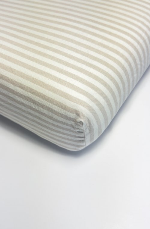 Striped Organic Cotton Percale fitted sheet for 2-seater bed 140x190cm 140x200cm 160x200cm or 180x200cm