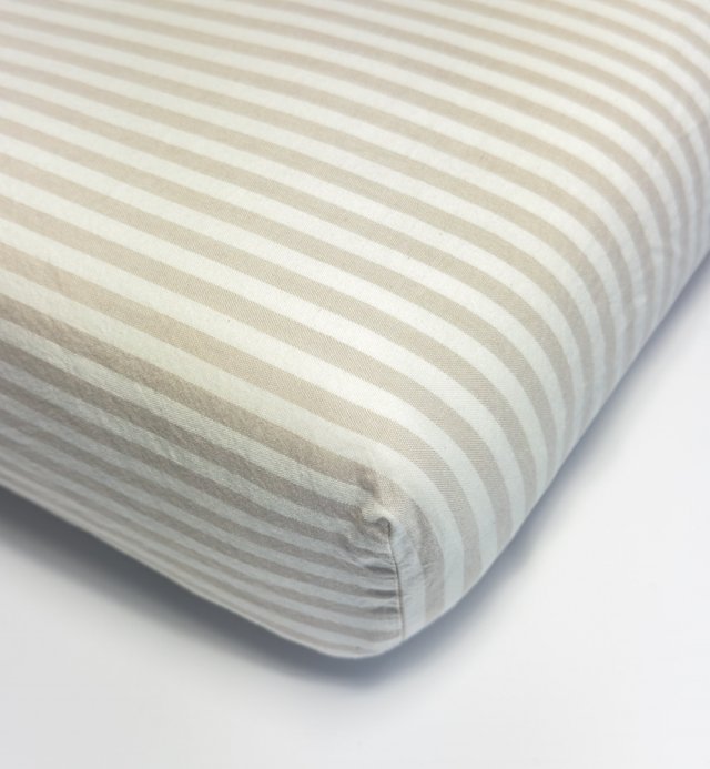 Striped Organic Cotton Percale fitted sheet for 2-seater bed 140x190cm 140x200cm 160x200cm or 180x200cm