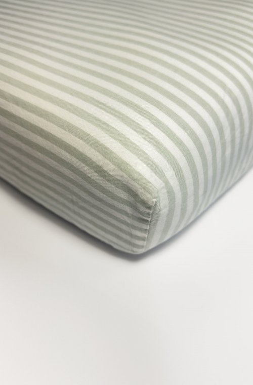 Drap housse Percale de Coton Bio rayé pour lit 2 places  140x190cm  140x200cm 160x200cm ou 180x200cm