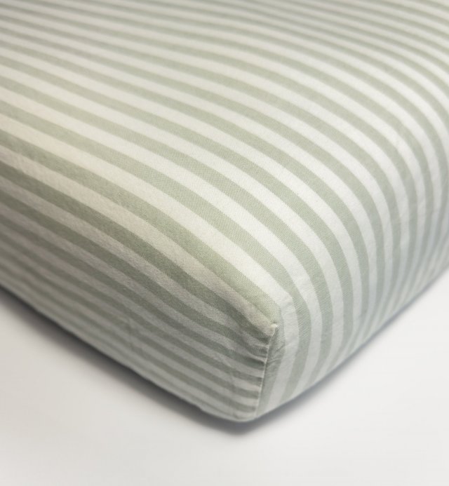 Striped Organic Cotton Percale fitted sheet for 2-seater bed 140x190cm 140x200cm 160x200cm or 180x200cm