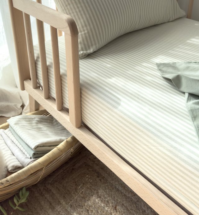 Organic cotton Percale striped fitted sheet 60x120cm or 70x140cm