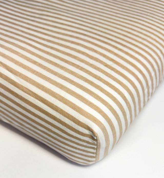 Organic cotton Percale striped fitted sheet for single bed 90x190cm or 90x200cm