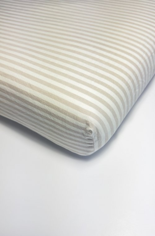 Organic cotton Percale striped fitted sheet for single bed 90x190cm or 90x200cm