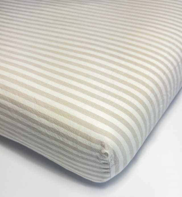 Drap housse Percale de Coton Bio rayé pour lit 1 place 90x190cm ou 90x200cm