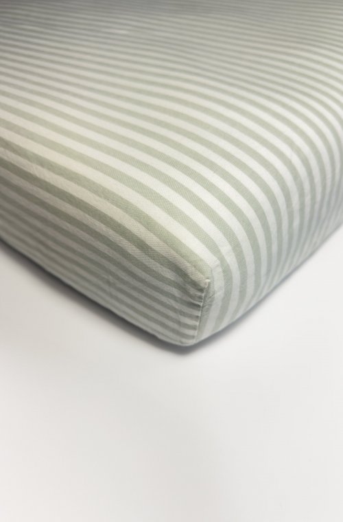 Drap housse Percale de Coton Bio rayé pour lit 1 place 90x190cm ou 90x200cm