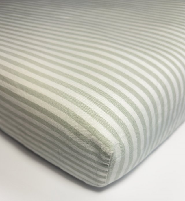 Drap housse Percale de Coton Bio rayé pour lit 1 place 90x190cm ou 90x200cm