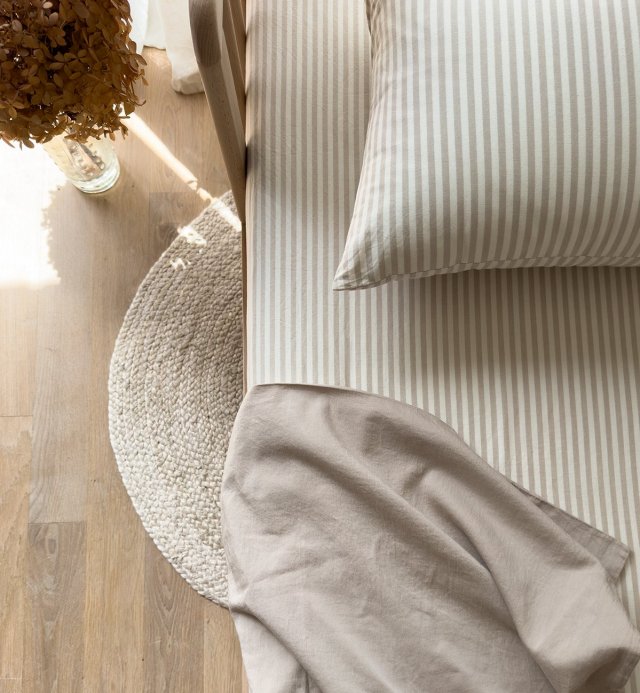 Organic cotton Percale striped fitted sheet 60x120cm or 70x140cm