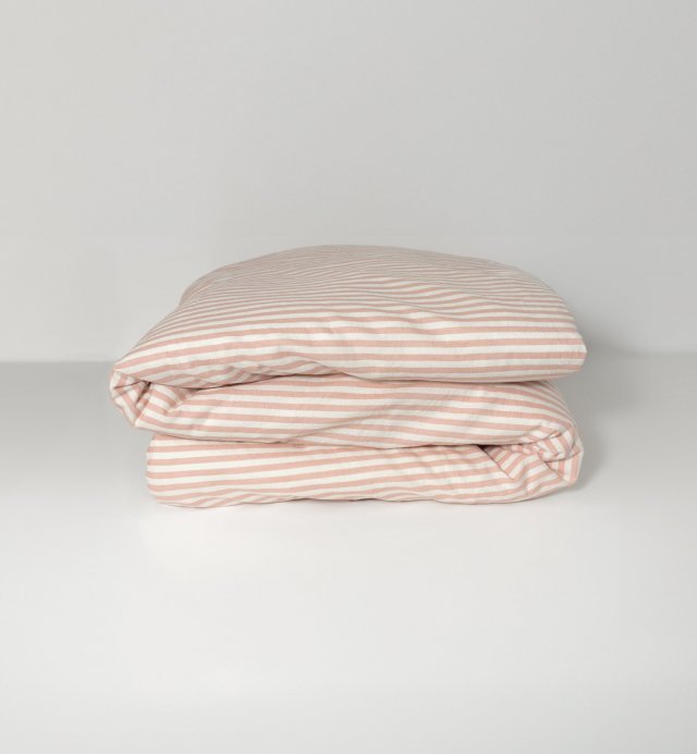 Percale biologisch katoenen baby beddengoed collectie met gestreept patroon