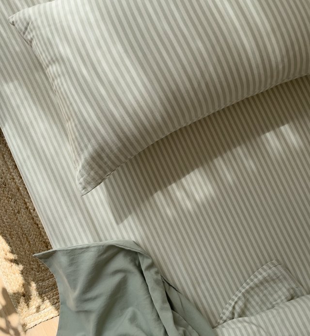 Taie d'oreiller Percale de Coton Bio rayé taille 60x60cm 50x70cm 40x60cm