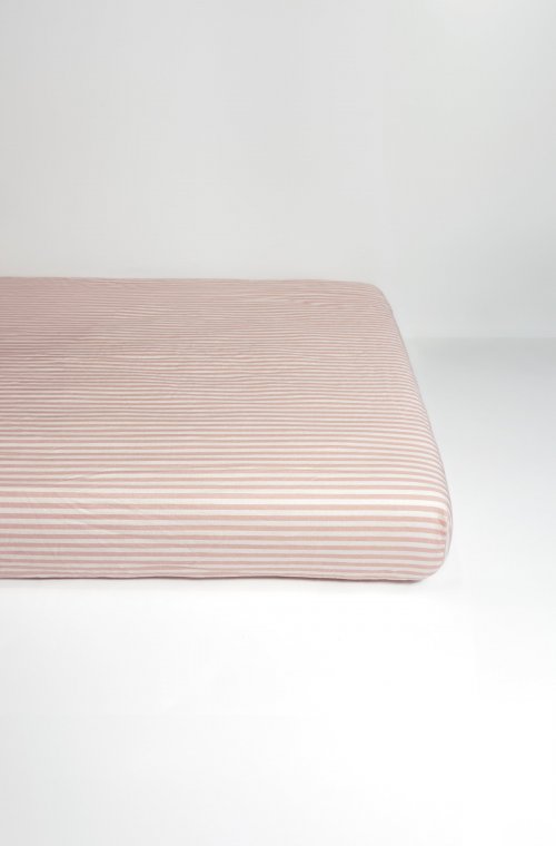 Organic cotton Percale striped fitted sheet 60x120cm or 70x140cm