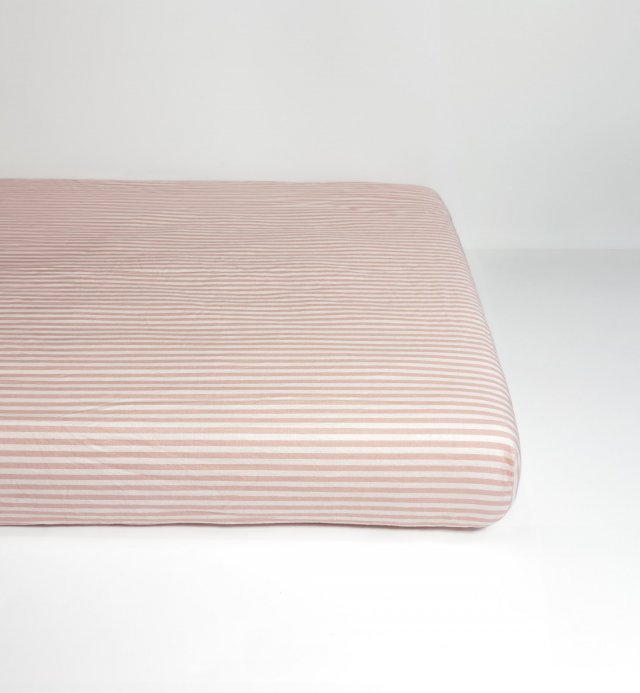 Organic cotton Percale striped fitted sheet 60x120cm or 70x140cm