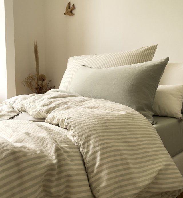 Comforter cover 1 person Percale de Coton Bio stripe 140X200cm