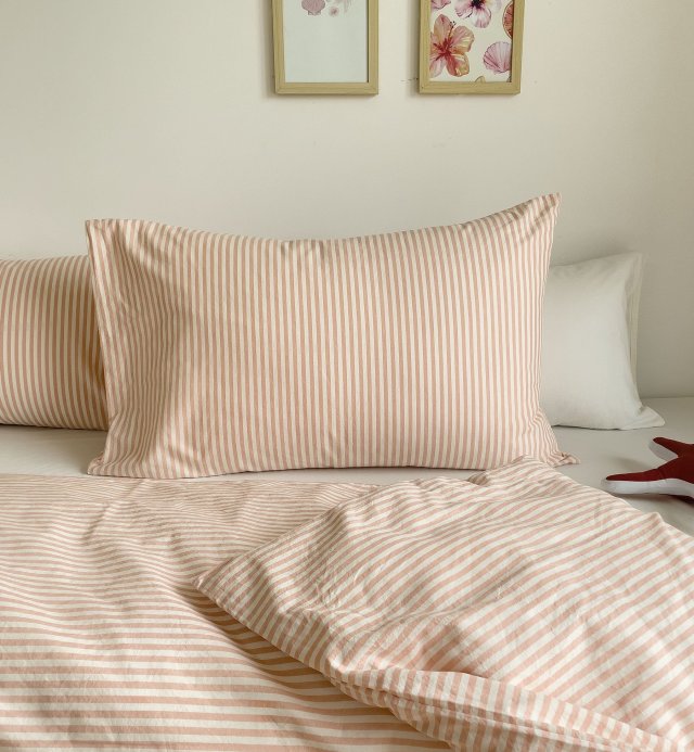 Organic Cotton Percale striped pillowcase size 60x60cm 50x70cm 40x60cm