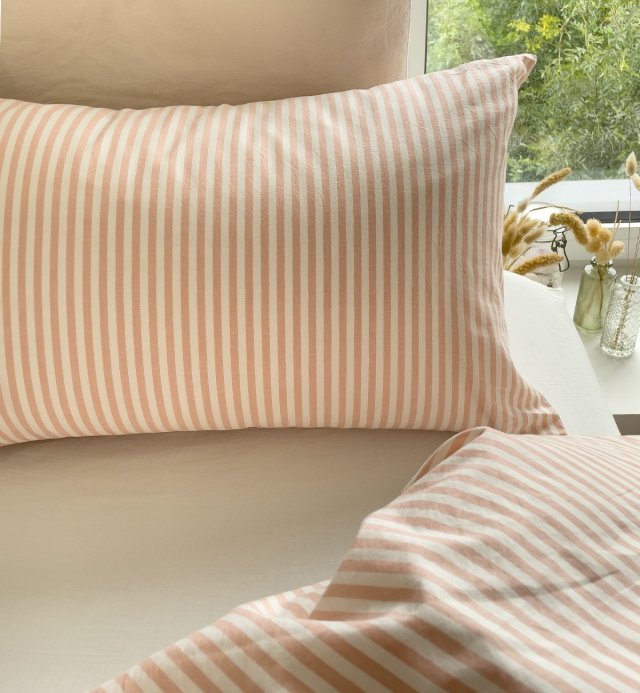 Organic Cotton Percale striped pillowcase size 60x60cm 50x70cm 40x60cm