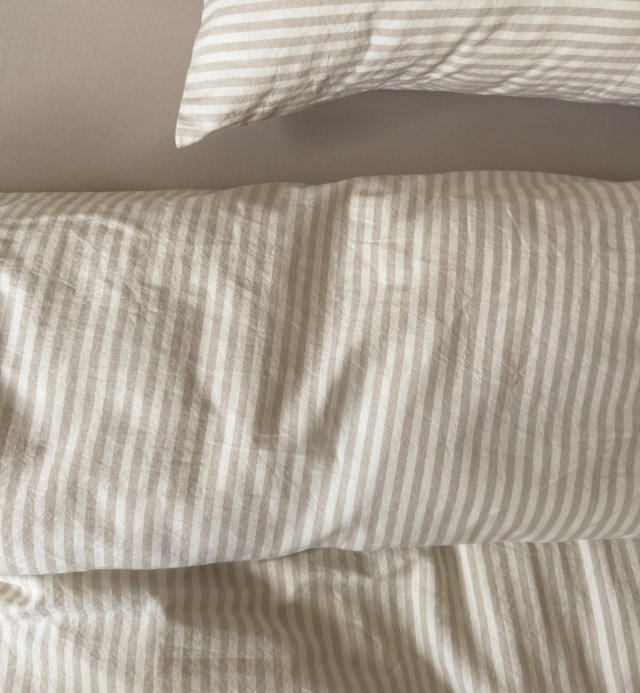 Duvet Cover Organic Cotton Percale Striped Adult 240X260cm 220x240cm