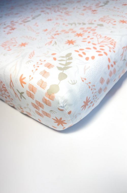 Yukari patterned organic cotton fitted sheet for single bed 90x190 90x200cm