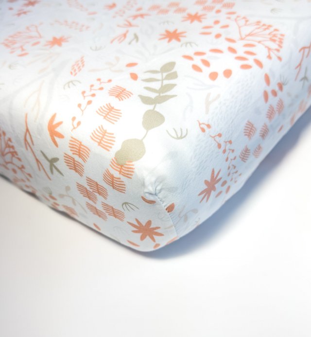 Yukari patterned organic cotton fitted sheet for single bed 90x190 90x200cm