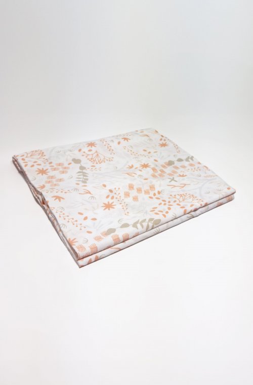 Drap plat Bébé blanc à motif Yukari douceur - Coton bio - 120x180 cm