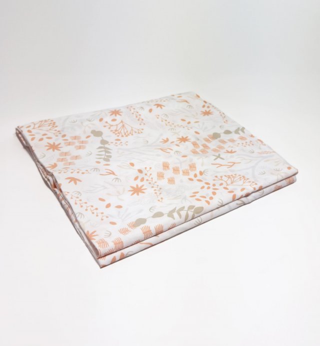 Drap plat Bébé blanc à motif Yukari douceur - Coton bio - 120x180 cm