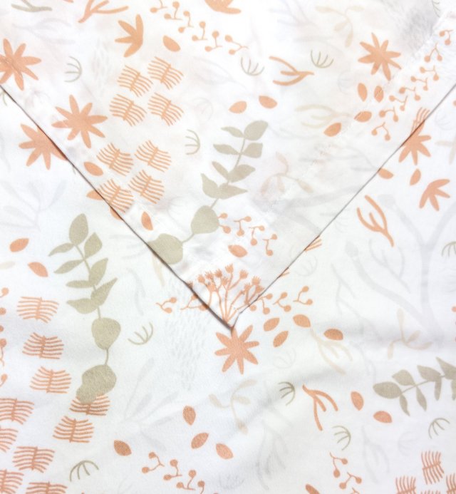 Drap plat Bébé blanc à motif Yukari douceur - Coton bio - 120x180 cm