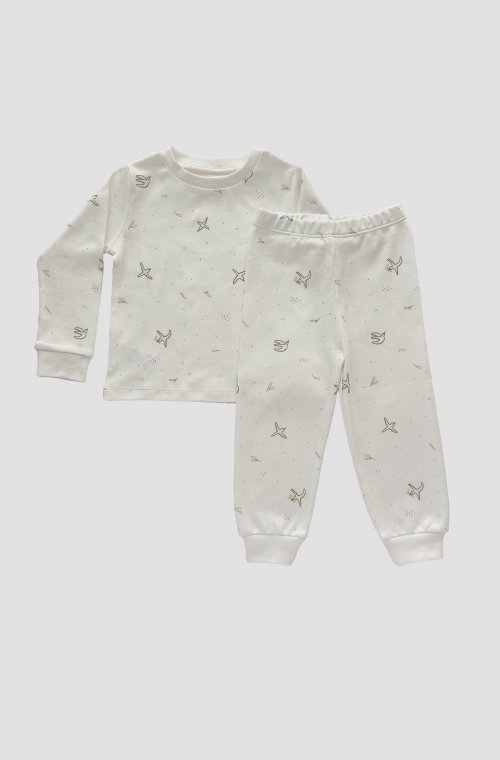 100% GOTS-certified organic cotton 2-piece footless pyjamas for children aged 18 months to 5 years