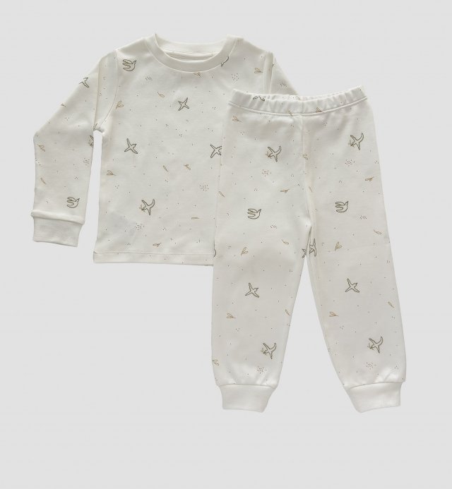 100% GOTS-certified organic cotton 2-piece footless pyjamas for children aged 18 months to 5 years