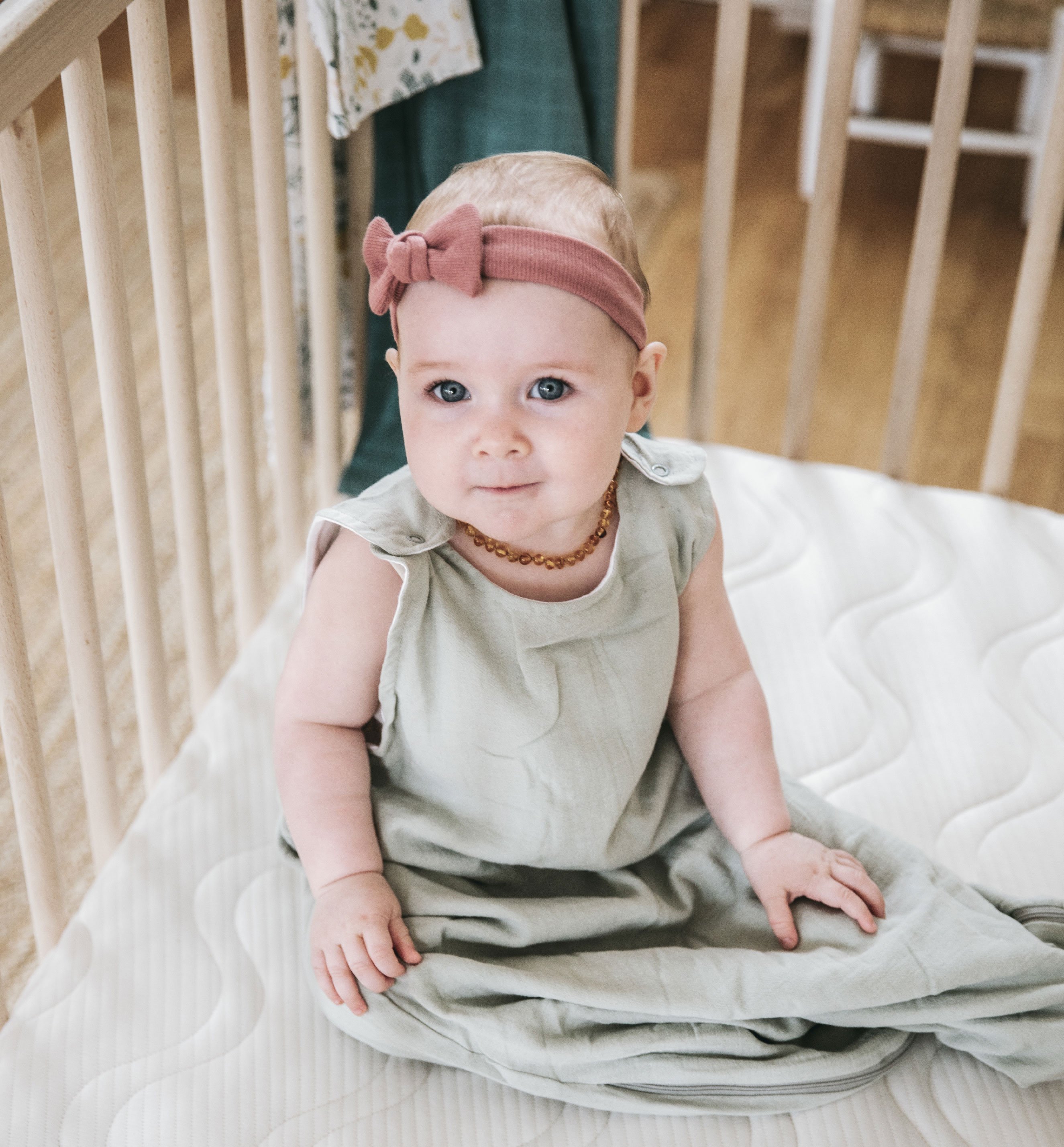 Baby in Turia bed, sleeping bag.